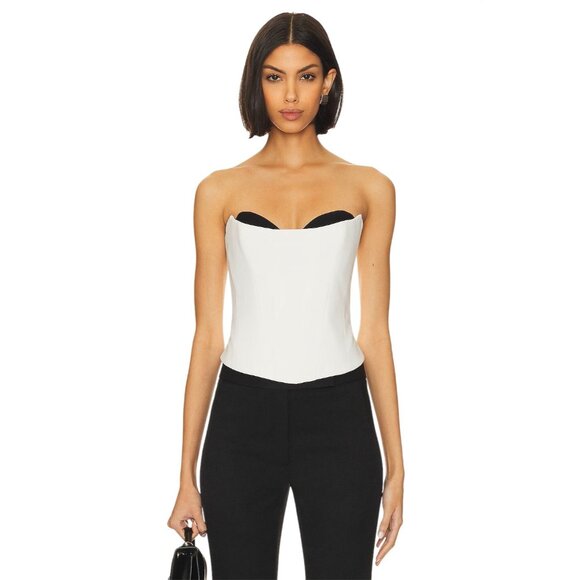 Rozie Corsets Corset Top in White & Black Medium New Womens Strapless - Picture 1 of 12